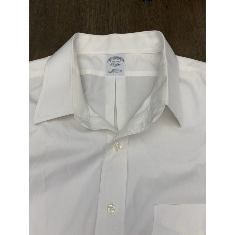 Brooks Brothers‎ Mens Button Shirt White Size Large 17.5 - 34 Long Sleeve XL
